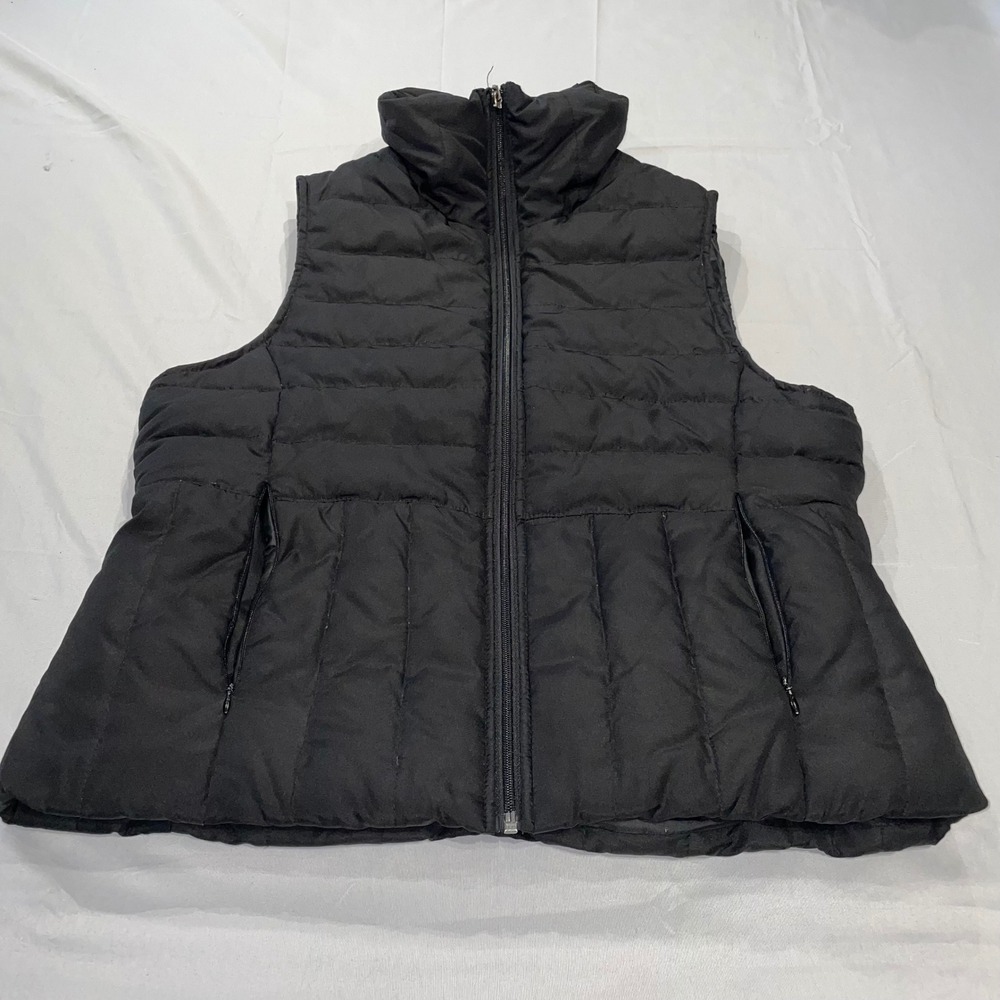Kenneth‎ Cole Reaction Womens Black Down Feather Puffer Vest Size L Full Zip